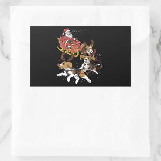 犬おもしろい恋人のためのビーグル犬のクリスマスギフト 長方形シール (バッグ)