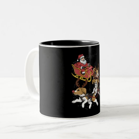 犬おもしろい愛好家向けのビーグル犬のクリスマスプレゼント ツートーンマグカップ (正面左)