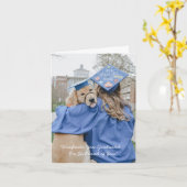 犬おもしろい折りグリーティングカードからの卒業 カード (黄色い花)