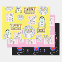 犬おもしろい猫ラッピングペーパーシートセット