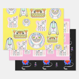 犬おもしろい猫ラッピングペーパーシートセット ラッピングペーパーシート