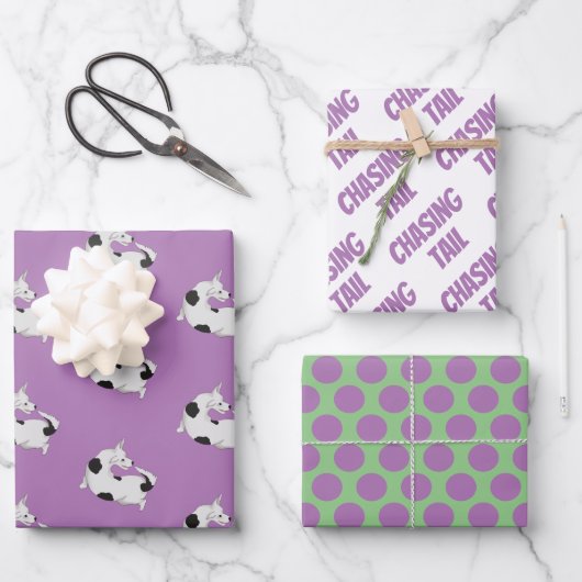 犬おもしろい紙の包装誕生日 ラッピングペーパーシート (正面)