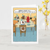 犬おもしろい誕生日用消火栓ケーキ カード (黄色い花)