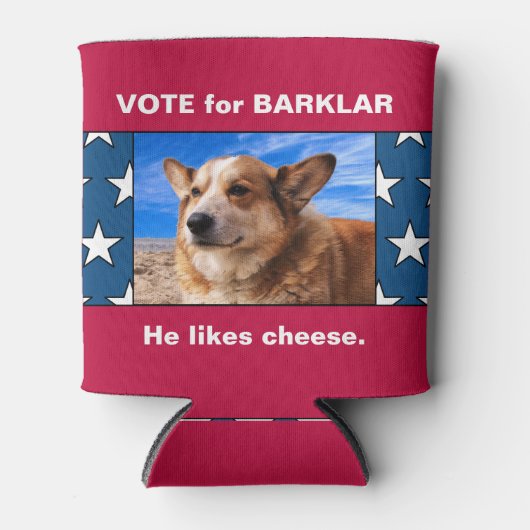 犬おもしろいUSAの選挙おもしろいキャンペーンの写真に投票 缶クーラー (正面)