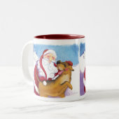 犬およびサンタのマグ ツートーンマグカップ (正面左)