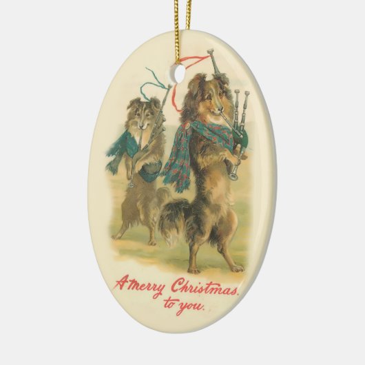 犬およびバグパイプのクリスマスのオーナメント セラミックオーナメント (左)