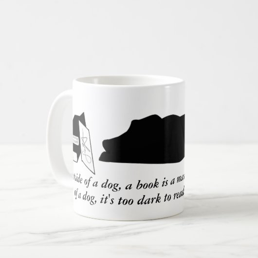 犬および本の引用文のマグ コーヒーマグカップ (正面左)