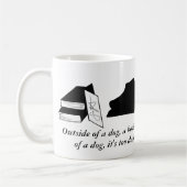 犬および本の引用文のマグ コーヒーマグカップ (左)