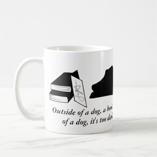 犬および本の引用文のマグ コーヒーマグカップ (左)