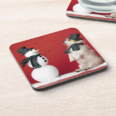 犬および雪だるま コースター (左側)