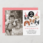 犬および黒い気球の写真のサンキューカード サンキューカード (正面/裏面)