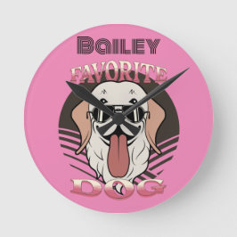 犬お気に入りの可愛おもしろいい犬の母/パパ ラウンド壁時計