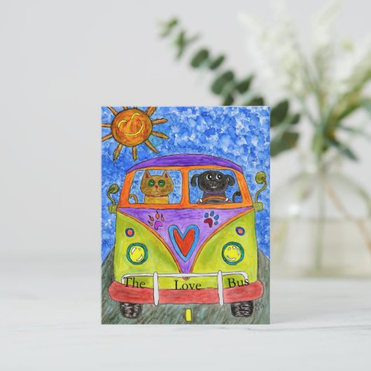 犬お洒落と猫のグリーティングカード 招待状 (スタンド正面)