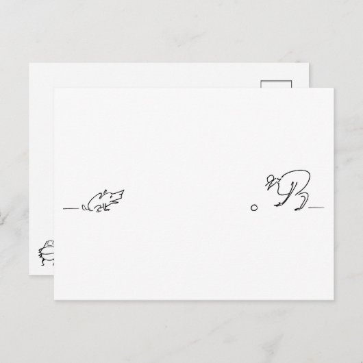 犬お洒落の取り出し遊のラインスケッチ ポストカード (正面/裏面)