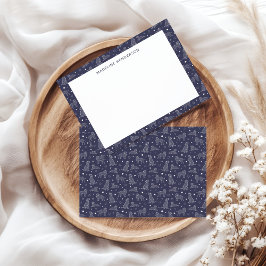 犬お洒落星座ほこりっぽいブルーモノグラム ノートカード