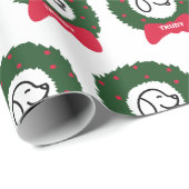 犬からのクリスマスのリースの子犬の名前 ラッピングペーパー (ロールコーナー)