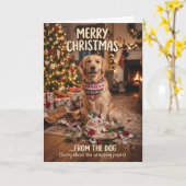 犬からのクリスマスカード カード (黄色い花)
