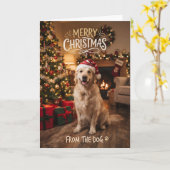 犬からのクリスマスカード 子犬 カード (黄色い花)
