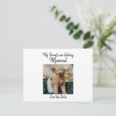 犬からのシンプルな結婚式の予告 案内ポストカード (スタンド正面)