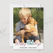 犬からのハッピーホリデー – グリーンレッドペットの写真 シーズンカード (正面)