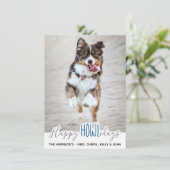 犬からのハッピーホリデー – グレーブルーペットフォト シーズンカード (スタンド正面)