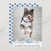 犬からのハッピーホリデー – グレーブルーペットフォト シーズンカード (正面/裏面)