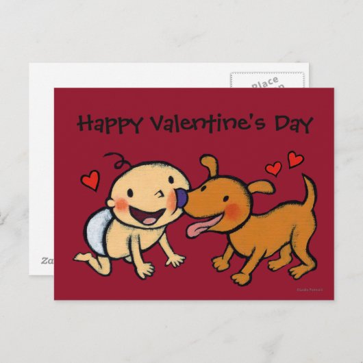 犬からのベビーの鼻のキス シーズンポストカード (正面/裏面)