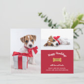 犬からのメリークリスマス | フォトグリッド付き赤 シーズンカード (スタンド正面)
