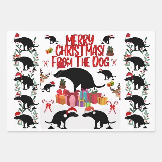 犬からのメリークリスマス ラッピングペーパーシート (正面)