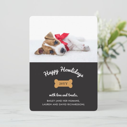 犬からのメリークリスマス | 木炭と写真 シーズンカード (スタンド正面)