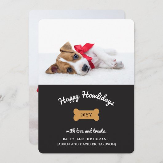 犬からのメリークリスマス | 木炭と写真 シーズンカード (正面/裏面)