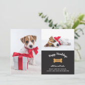 犬からのメリークリスマス | 木炭フォトグリッド シーズンカード (スタンド正面)