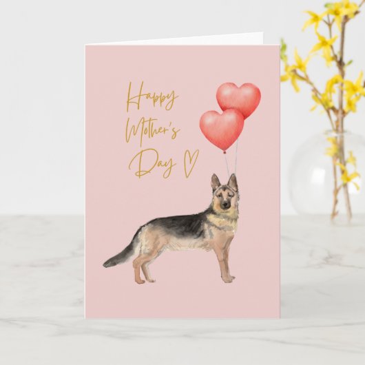 犬からの母の日 – ドイツの羊飼い母のカード カード (黄色い花)