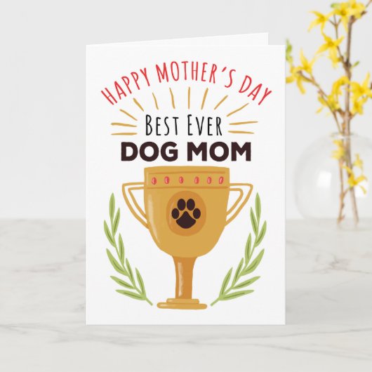 犬からの母の日 – 最高の犬の母は！ カード (黄色い花)