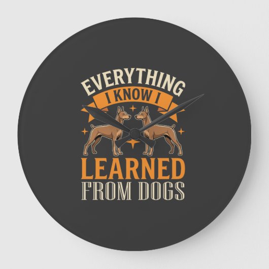 犬から学んだことすべて ラージ壁時計 (正面)