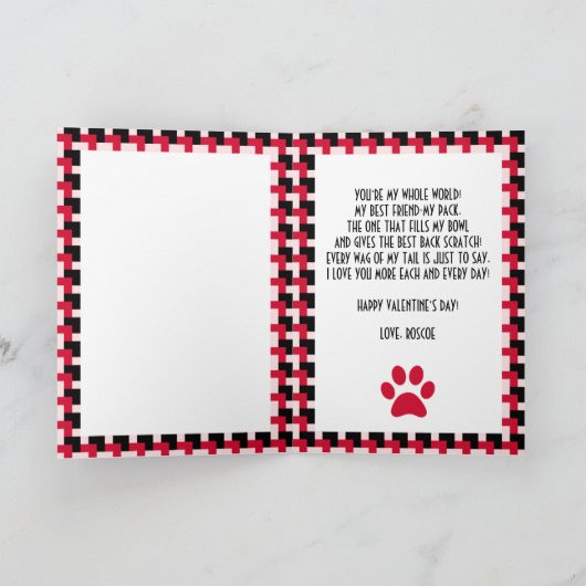 犬から届いた、世界に一つだけのバレンタイン写真カード シーズンカード (内部)