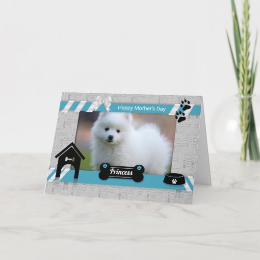 犬から母の日の写真:ターコイズ・ブルー カード (正面)