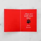 犬から飼い主へ 面白いバレンタイン フォトカード カード (内部)