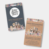 犬かわいいフローラ水彩写真 バッジ (Front & Back)