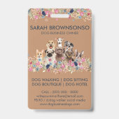 犬かわいいフローラ水彩写真 バッジ (Back)