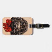 犬かわいいヴィンテージ赤い弓で子犬ペット ラゲッジタグ (正面横)