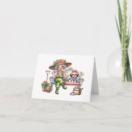 犬かわいらし付き上級婦人 ノートカード