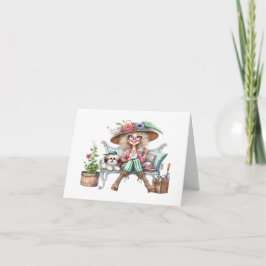 犬かわいらし付き上級婦人 ノートカード