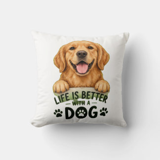 犬がいると人生はもっと楽しい ゴールデンレトリバー かわいい クッション