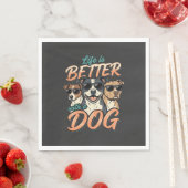犬がいると人生はもっと楽しい ベクター スタンダードランチョンナプキン (インサイチュ)