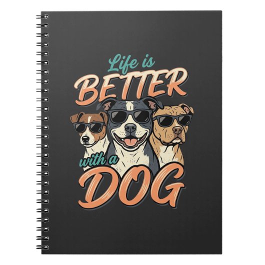犬がいると人生はもっと楽しい ベクター ノートブック (正面)