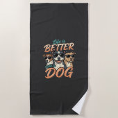 犬がいると人生はもっと楽しい ベクター ビーチタオル (正面)