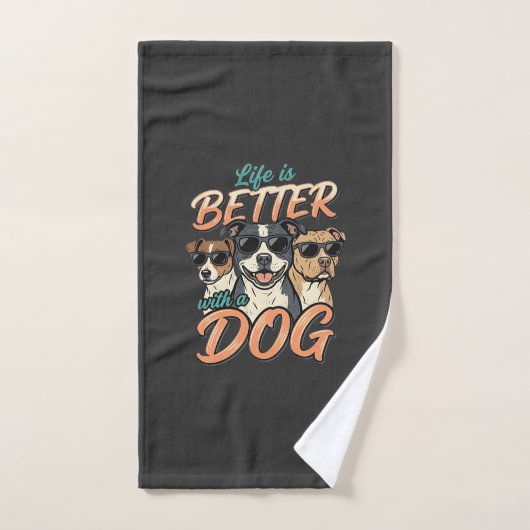 犬がいると人生はもっと楽しい Vector ハンドタオル (ハンドタオル)