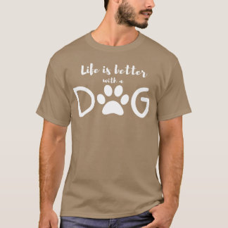 犬がいると人生はもっと楽しくなる ドッグ ラバー レトロ Tシャツ