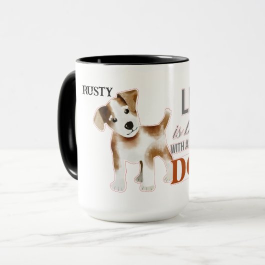 "犬がいる生活は最高" テリア コーヒー マグカップ (正面左)